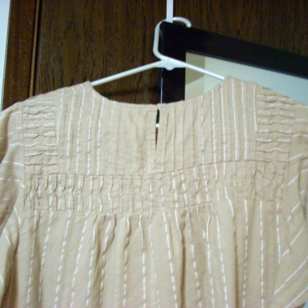 Style & Co Stripe Flutter-Sleeve Top in Peachy Pink - Picture 4 of 5